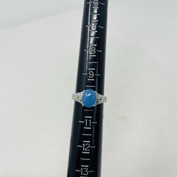 Karis Size 10 Burmese Blue Jade Simulated Peridot Platinum Bond Brass Ring 5029 - Picture 5 of 6